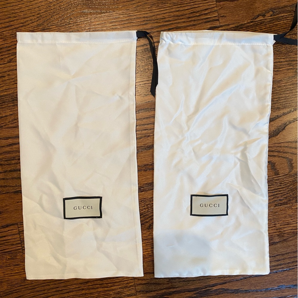 Authentic Gucci ivory satin shoe bags New never used
